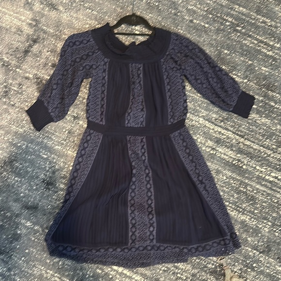 Off the shoulder Alice + Olivia blue silk and eyelet dress - Picture 1 of 5